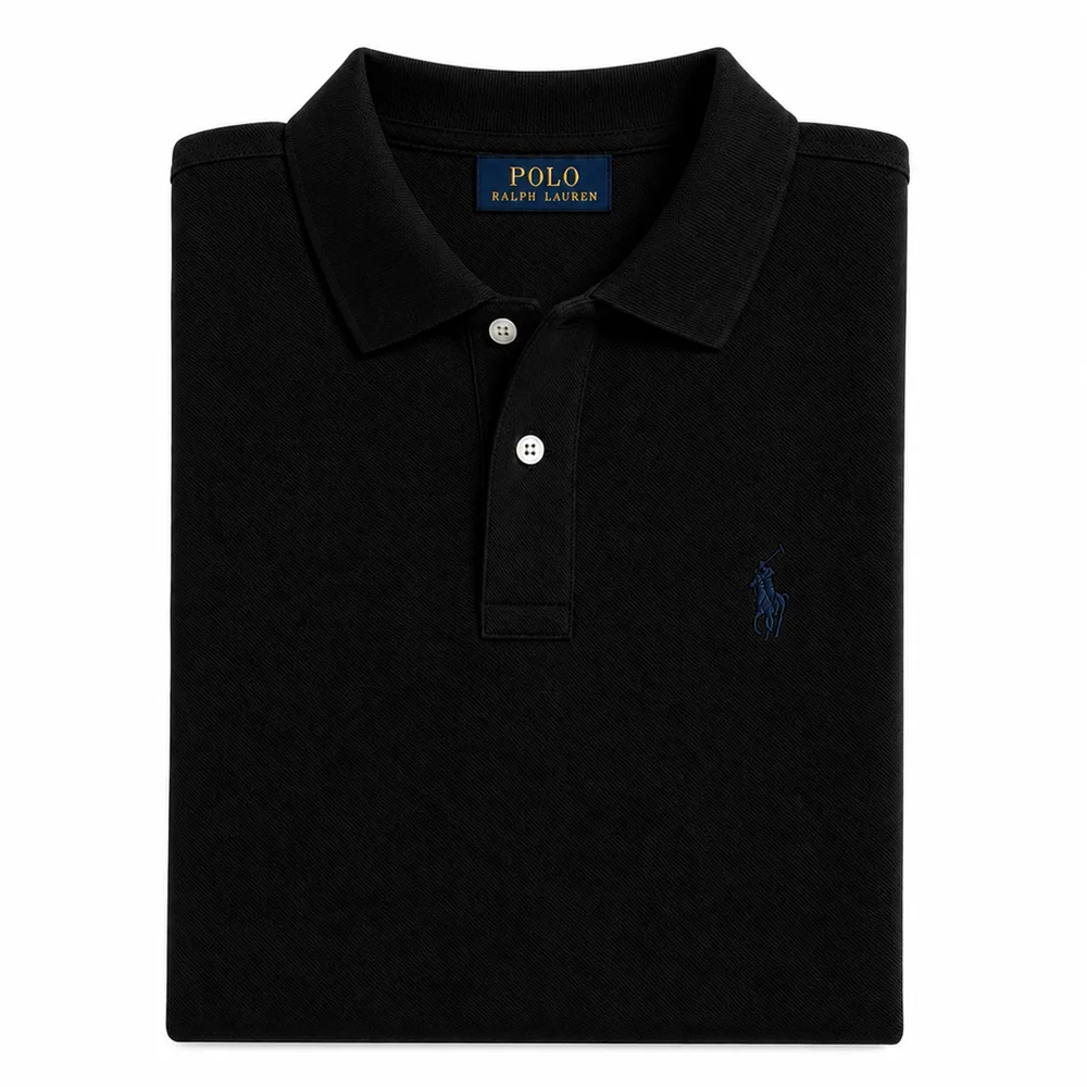Polo preto em algodão Pima