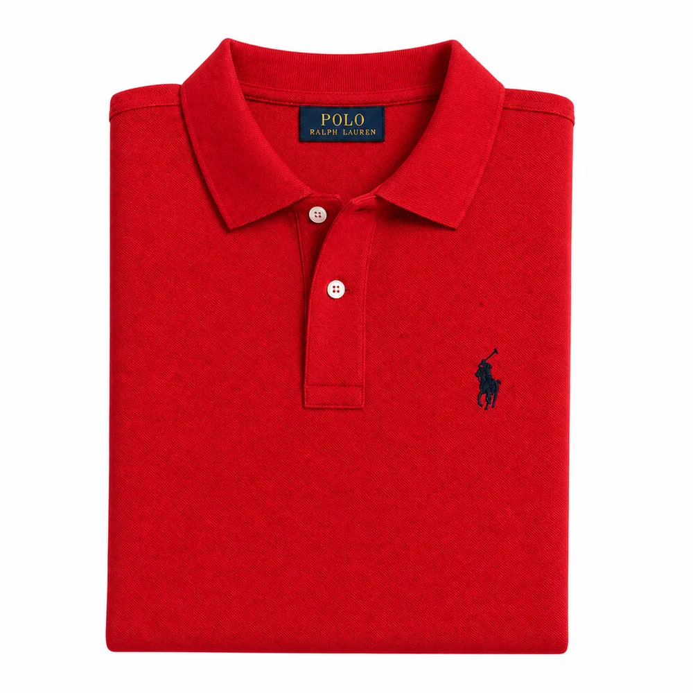 Polo vermelho em algodão Pima